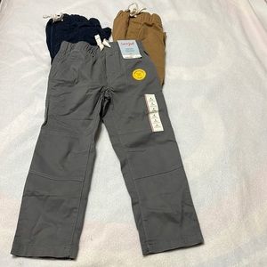 Boys Cat and Jack twill pant lot, 3 pairs, navy, grey and tan.  Size 4.